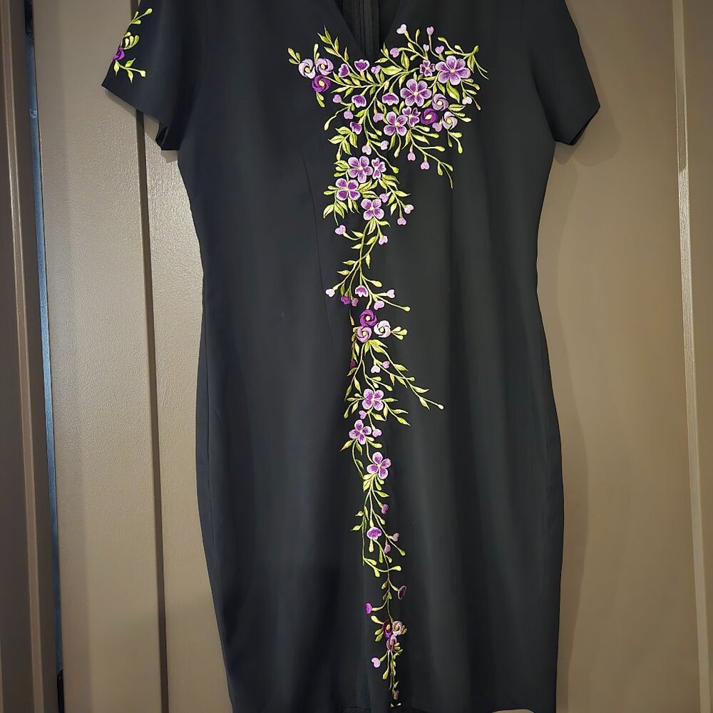 Embroidered Shift Dress